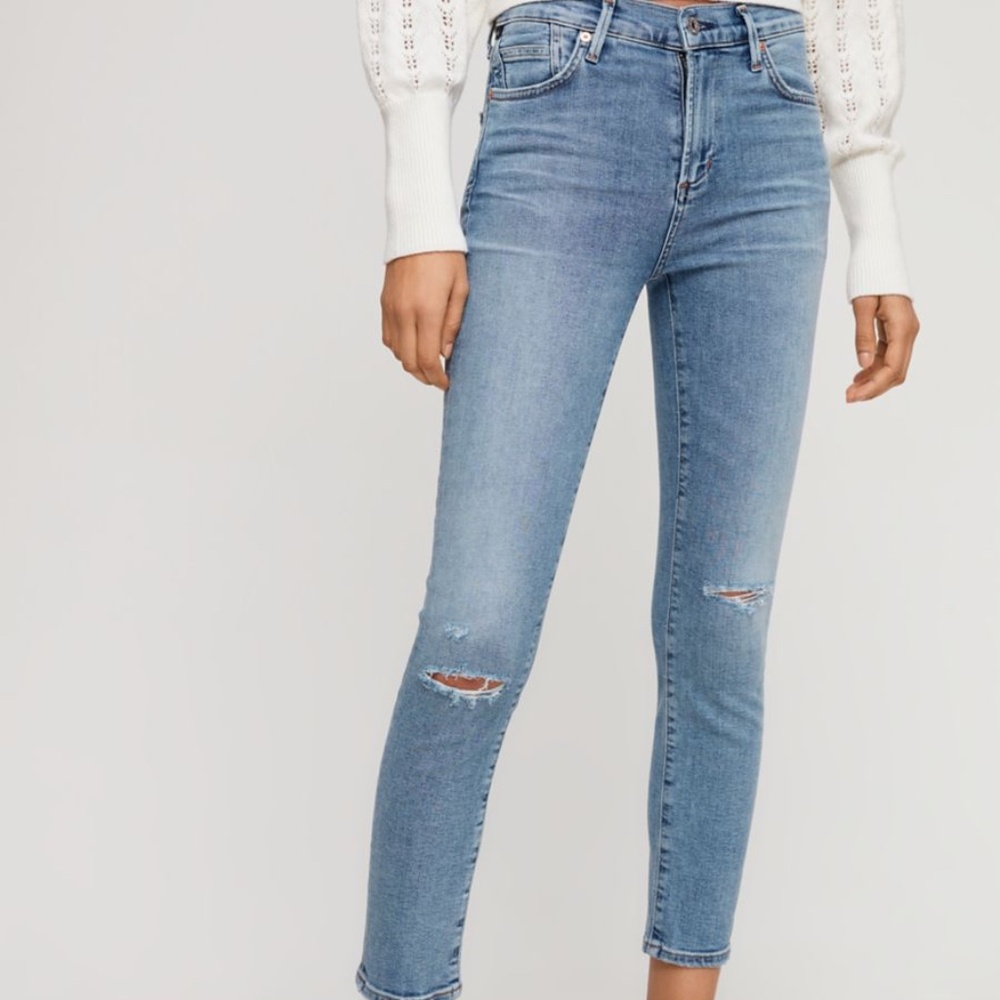 Citizens of Humanity Rocket Crop High Rise Skinny Jean, Distressed Serenity 18W